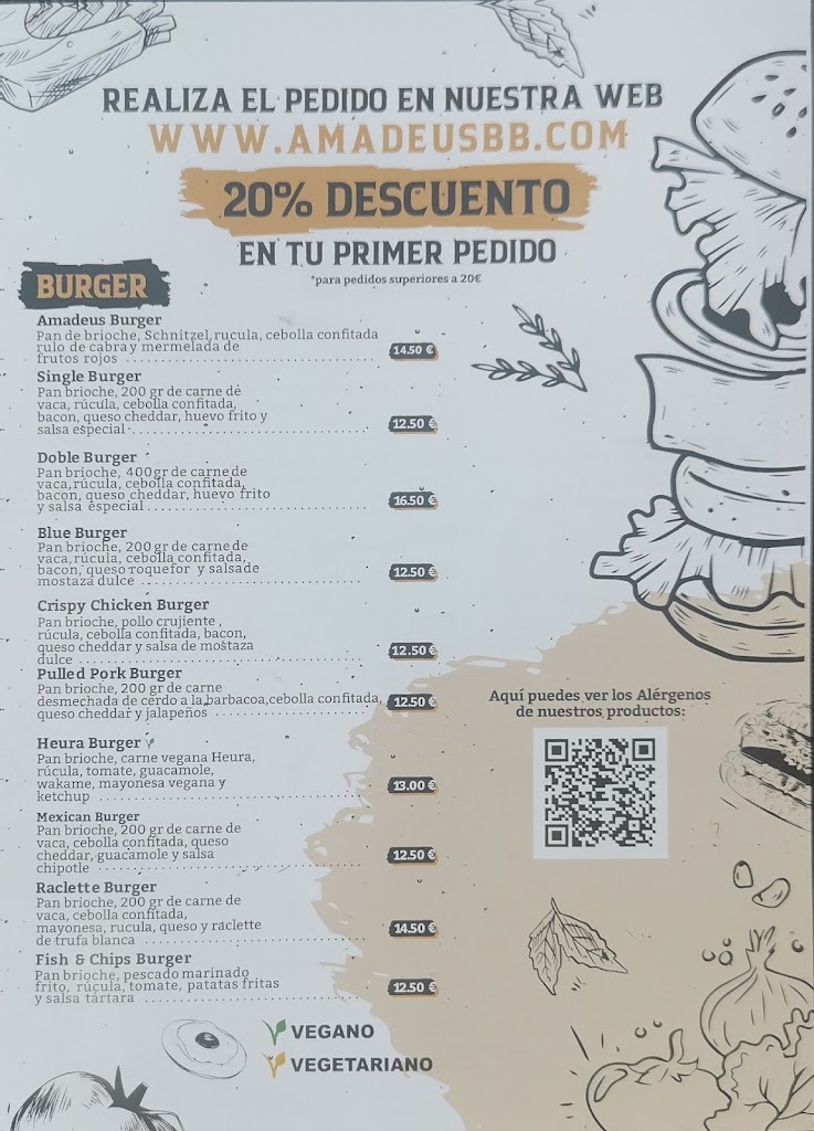 Amadeus Burger & Beer - El Pla — Carta