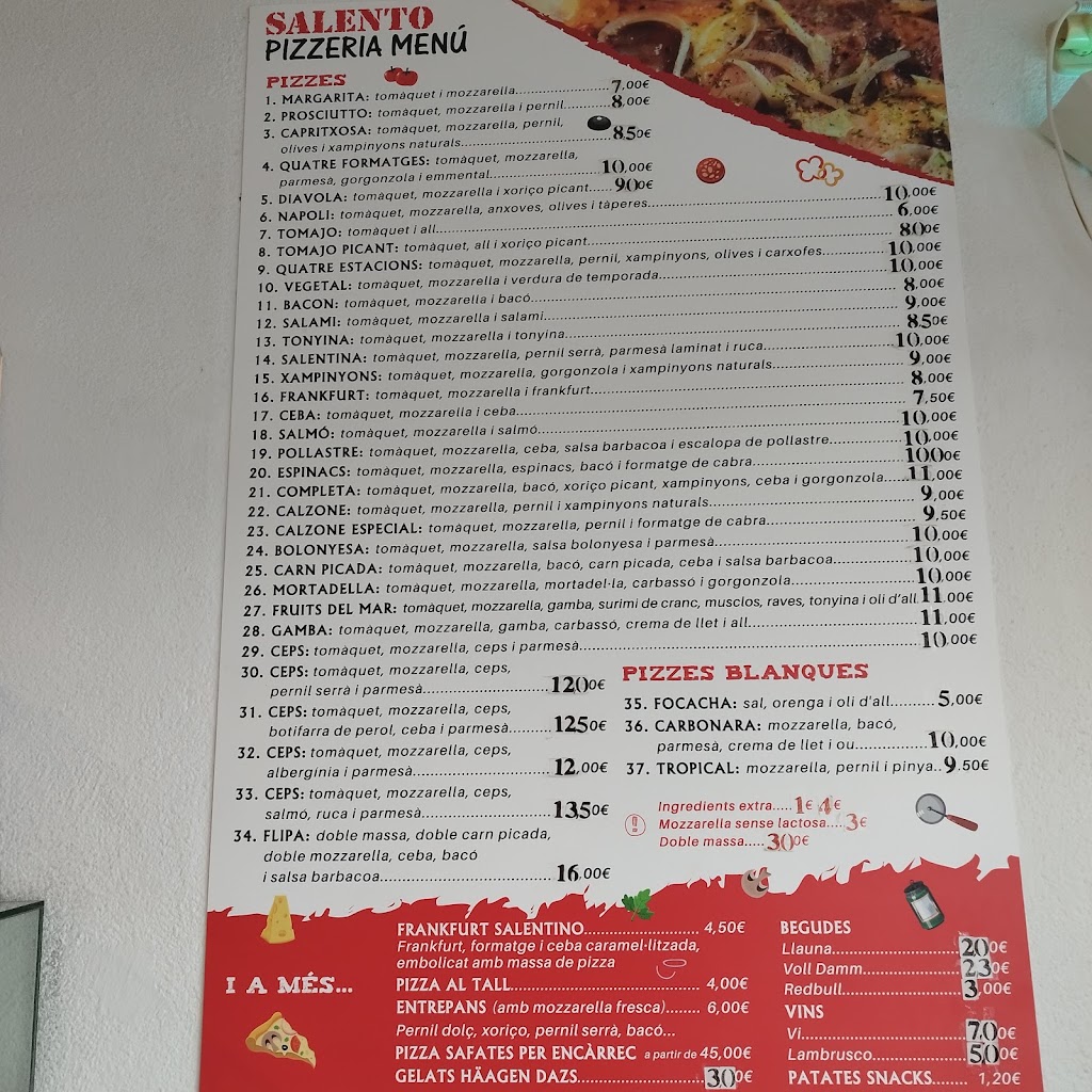 Salento Pizzeria spaghetti 17 resturante — Carta