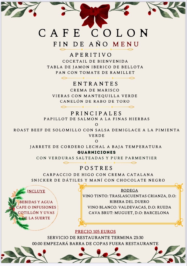 Cafe Colon — Carta