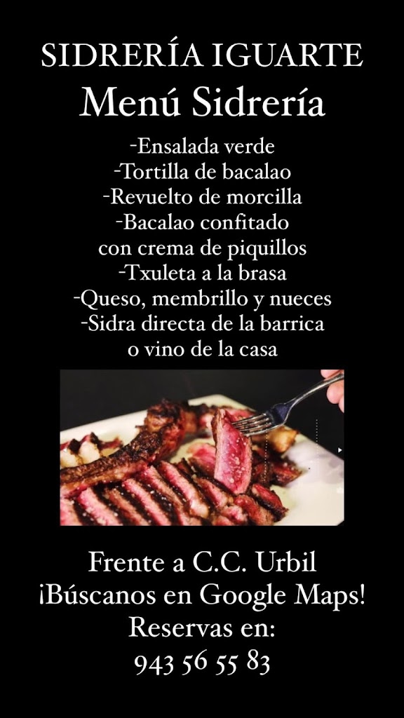 Restaurante Sidreria iguarte — Carta
