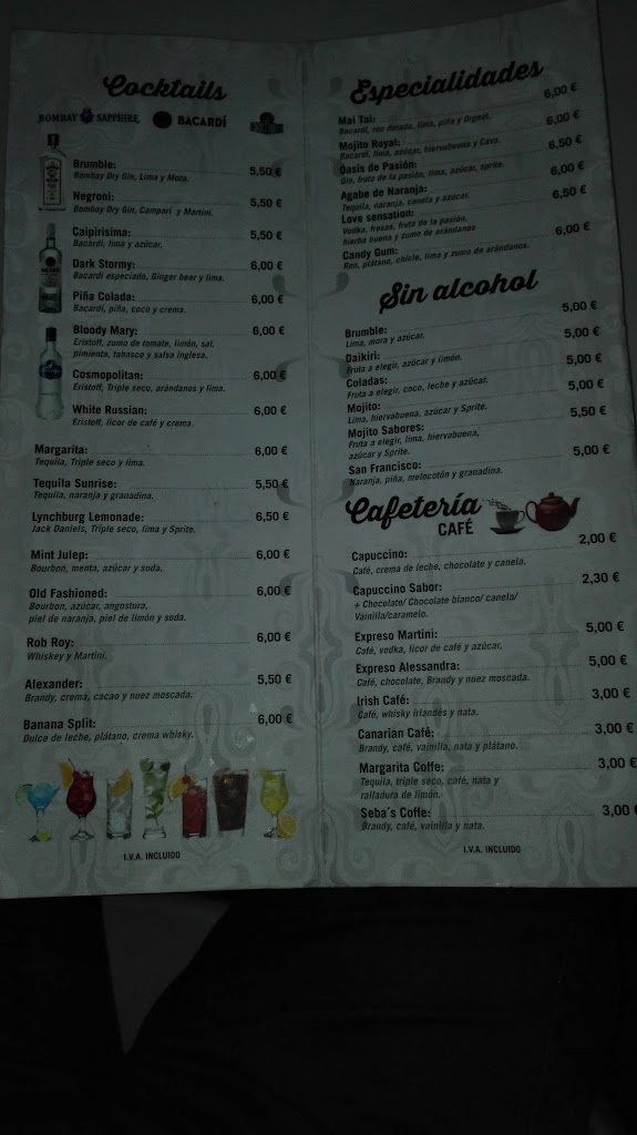 La Cura Lounge Bar — Carta