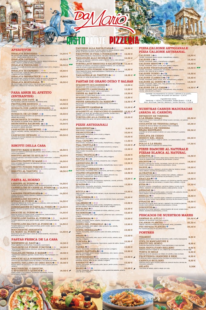 Ristorante Pizzeria da Mario 3 Almunecar — Carta