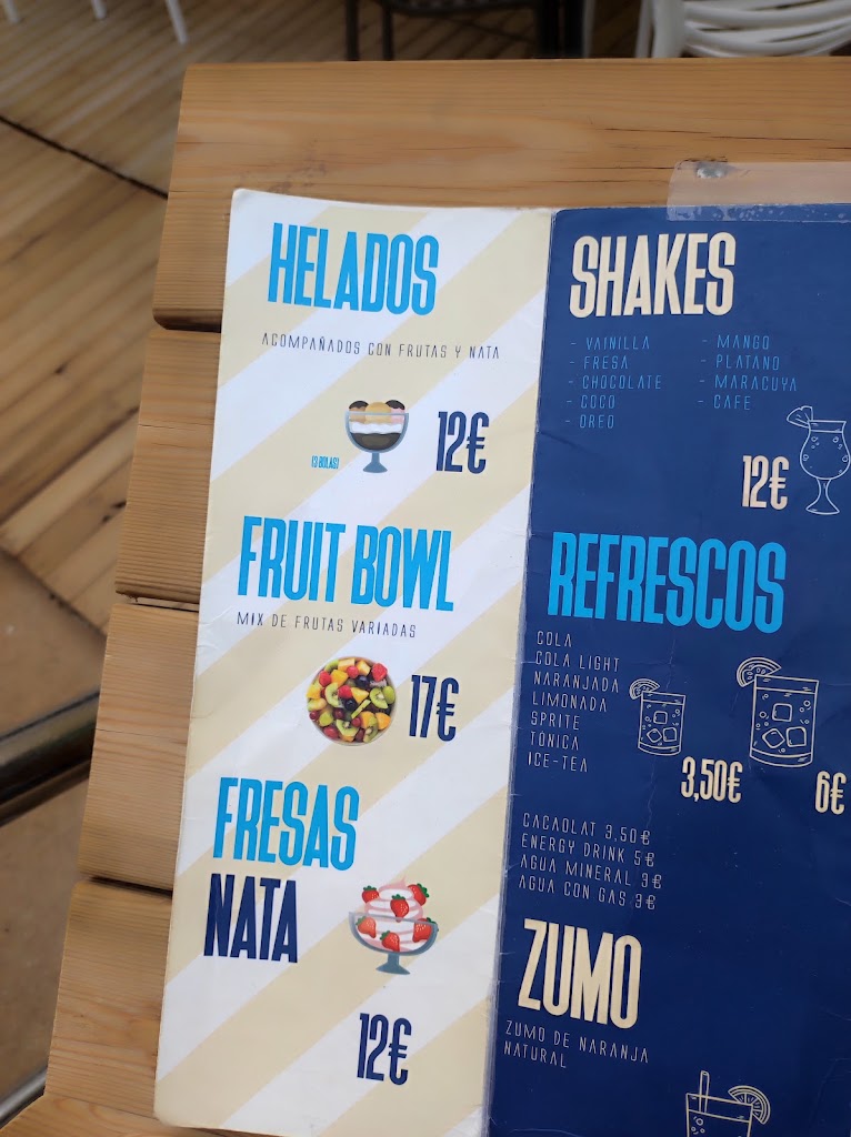 La Barqueta Beach Bar — Carta