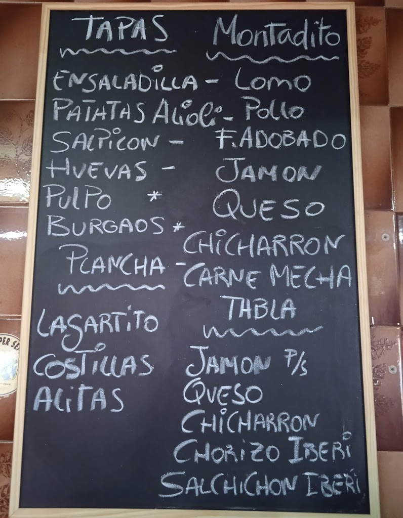Bar El Palomar — Carta