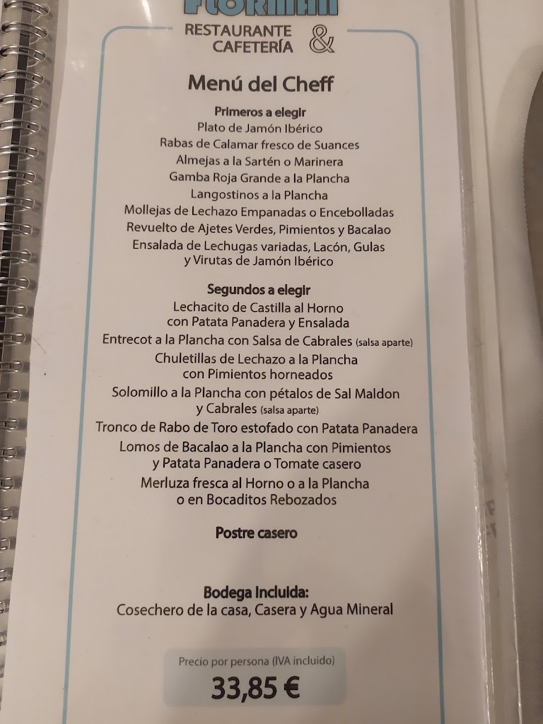 Restaurante Florman — Carta