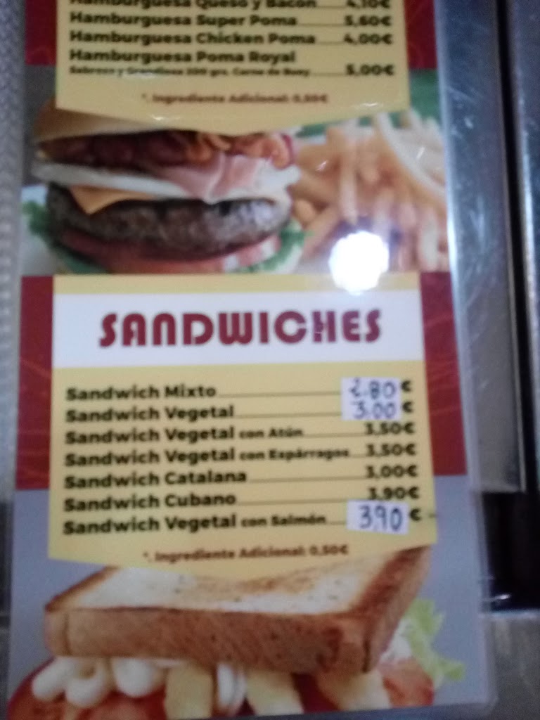 Cafeteria Bar La Poma — Carta
