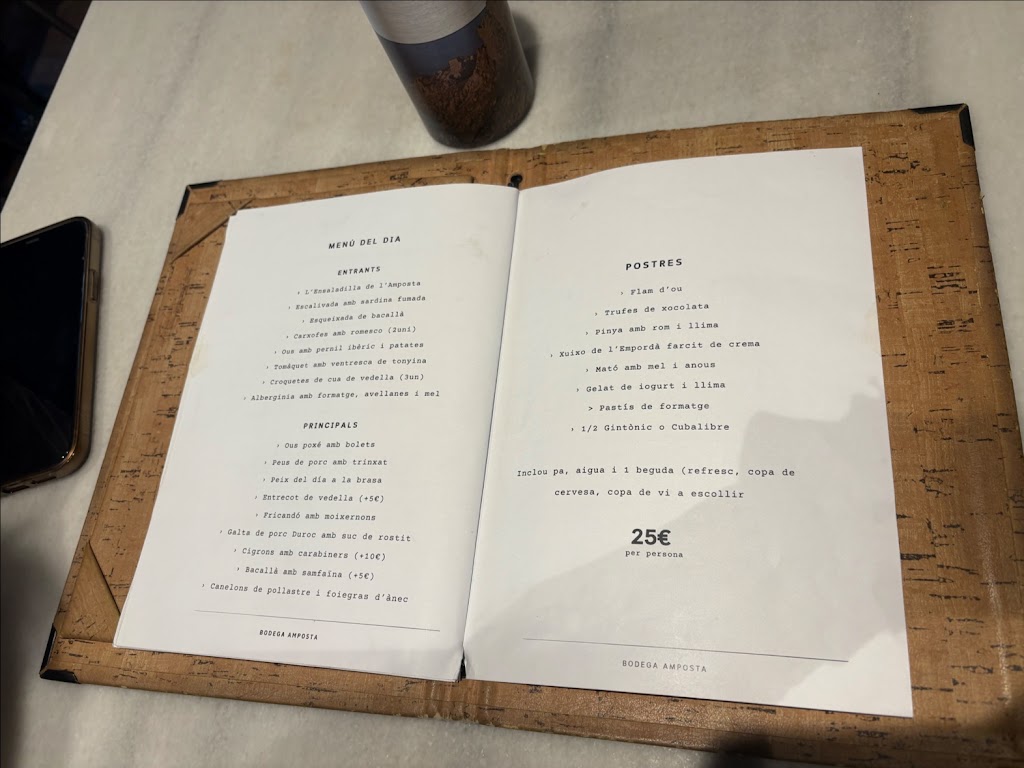 Bodega Amposta — Carta