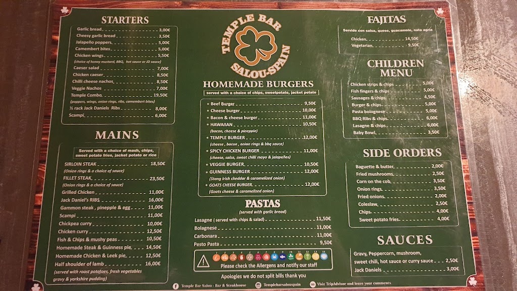 Temple Bar — Carta