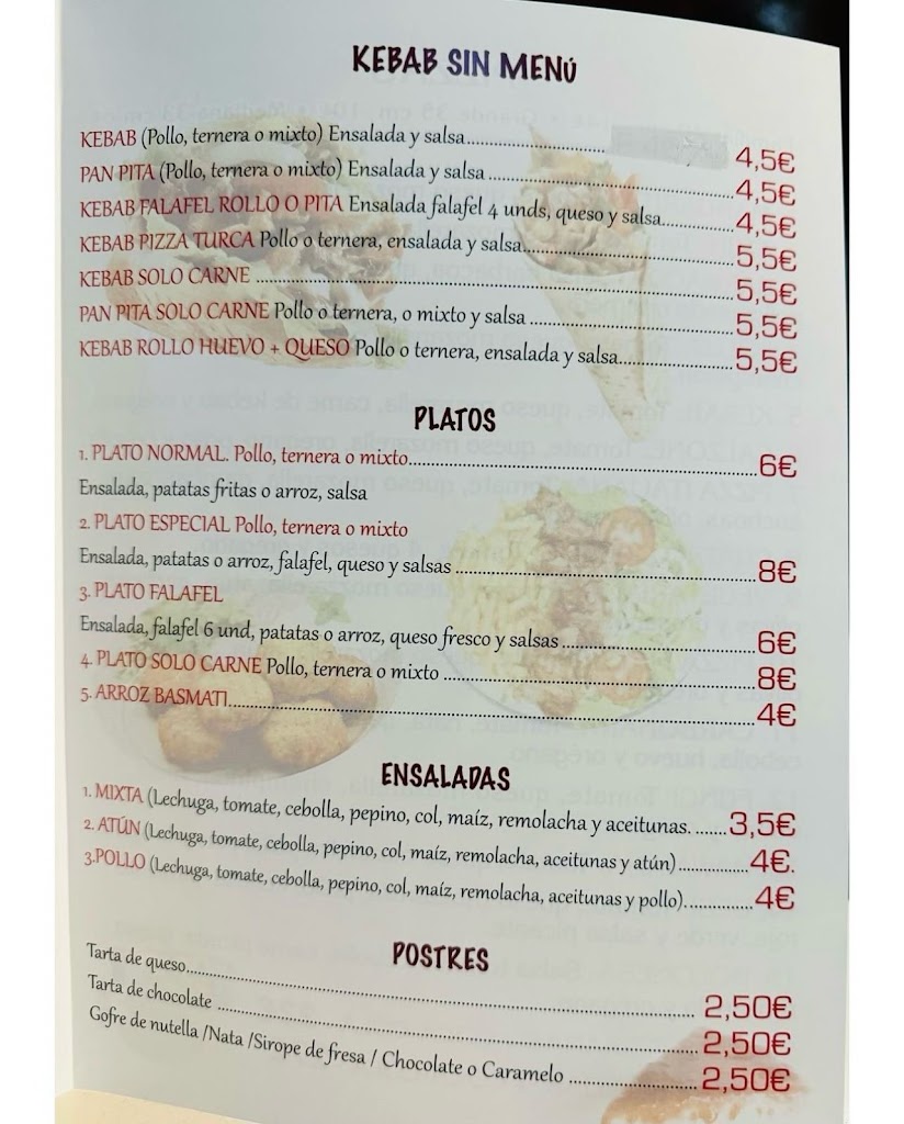 Fifty 50 Kebab Pizzeria — Carta