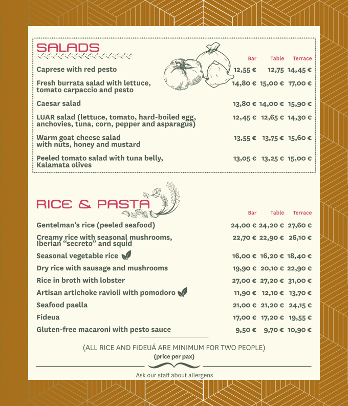 Restaurante O Luar — Carta
