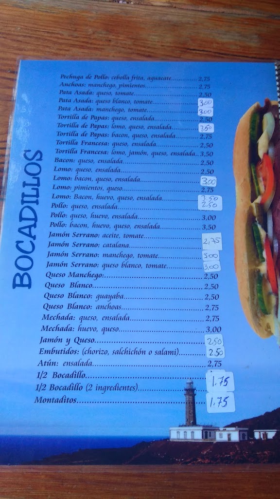 Bar La Tropical — Carta