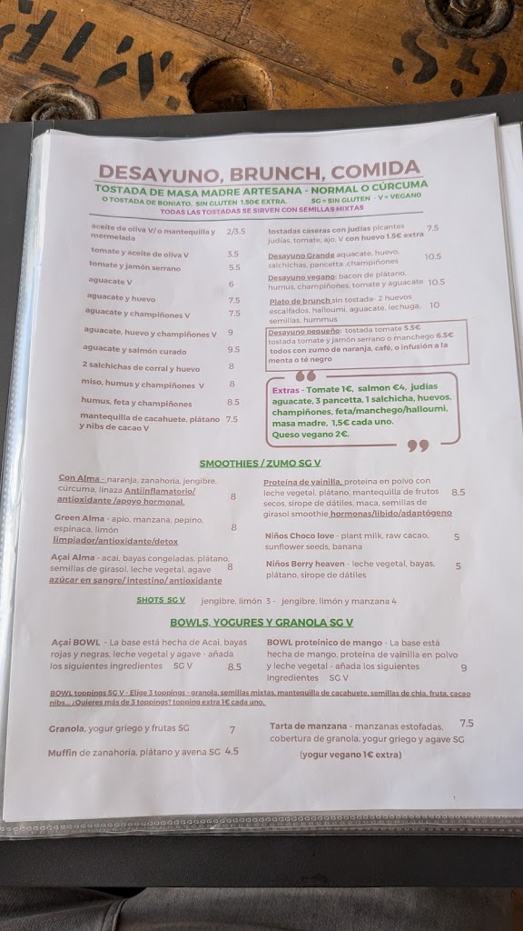 Restaurante Con Alma Denia — Carta