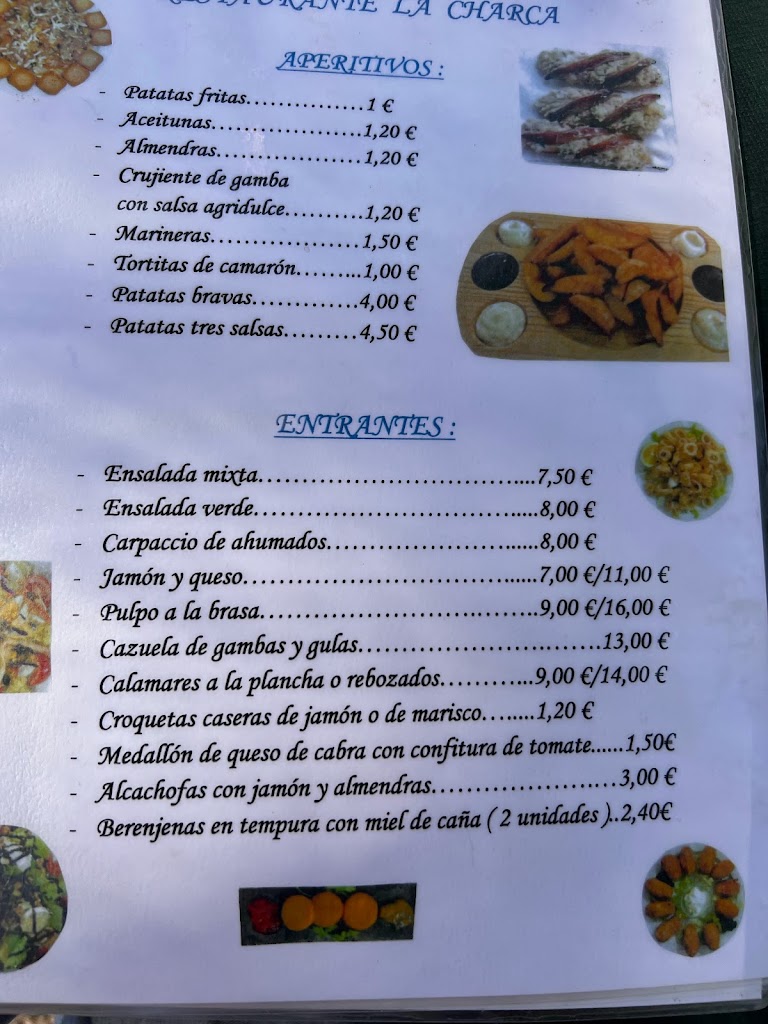 Restaurante La Charca — Carta