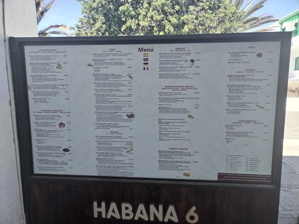 Habana 6 Restaurante Grill — Carta
