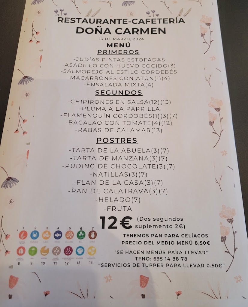 RESTAURANTE DONA CARMEN — Carta