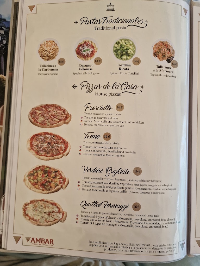 Restaurante El Mirador del Arenal — Carta