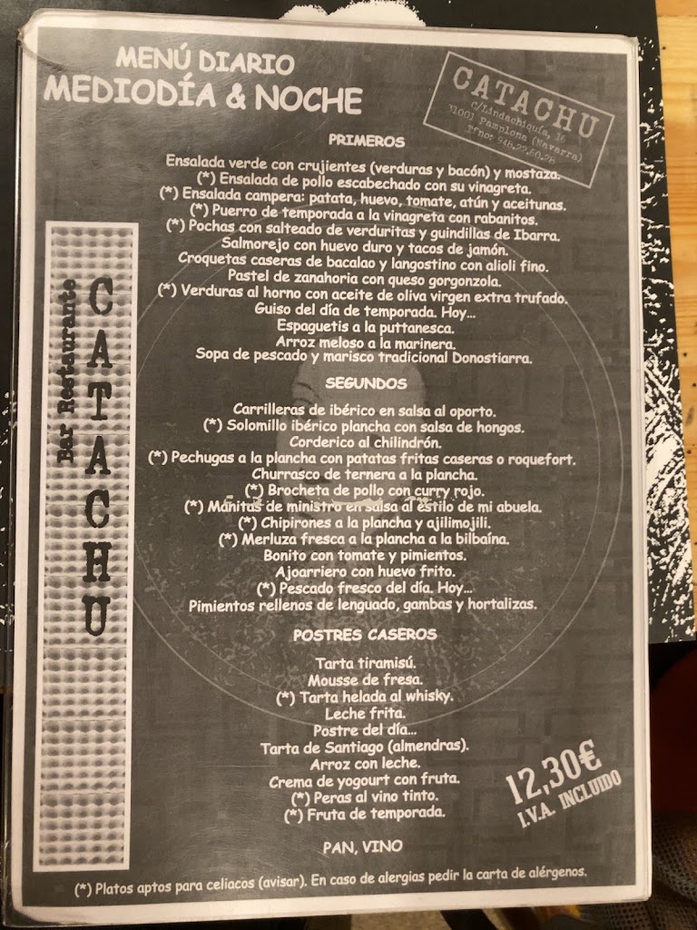 Bar Catachu — Carta