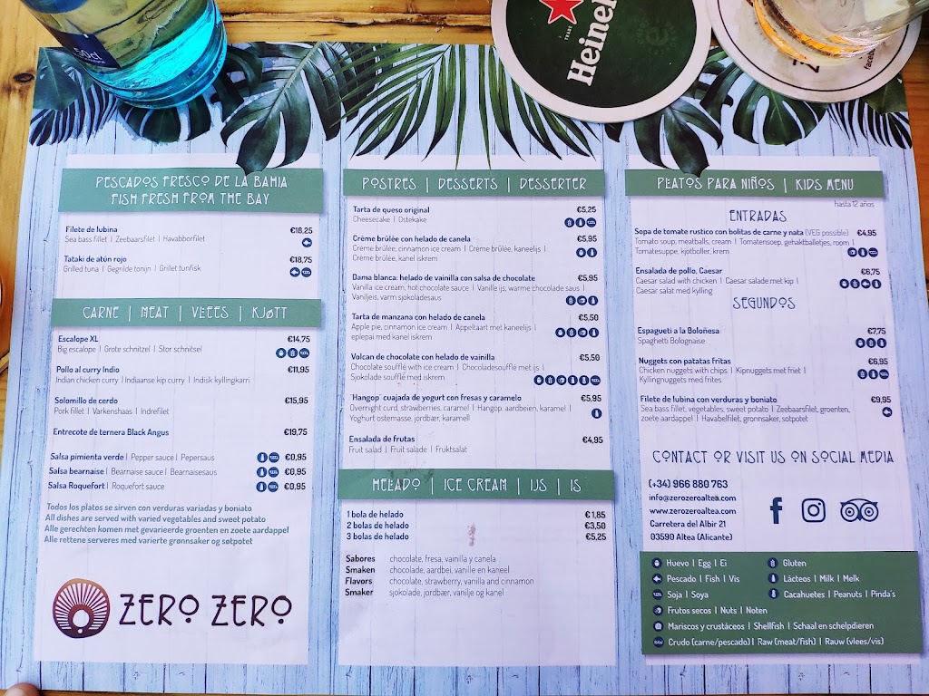 Zero Zero, Altea — Carta