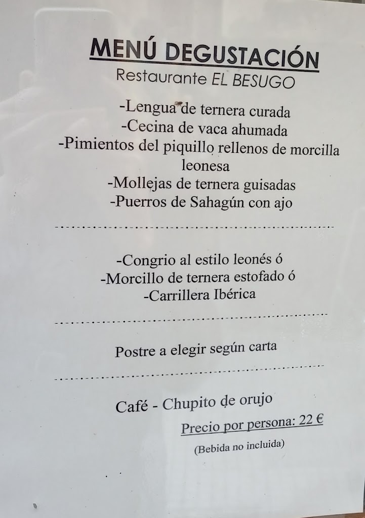 El Besugo — Carta