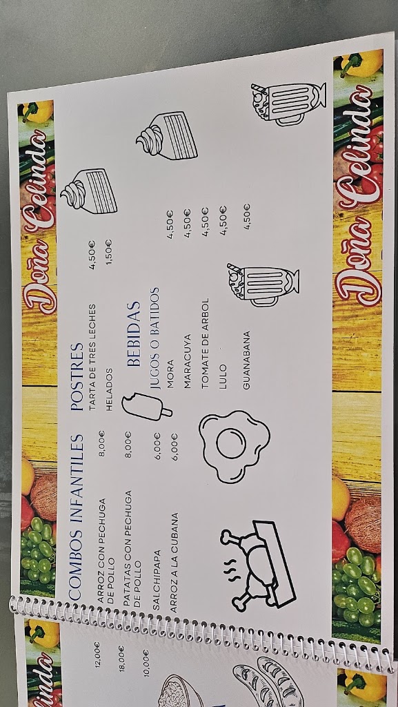 Restaurante Dona Celinda — Carta