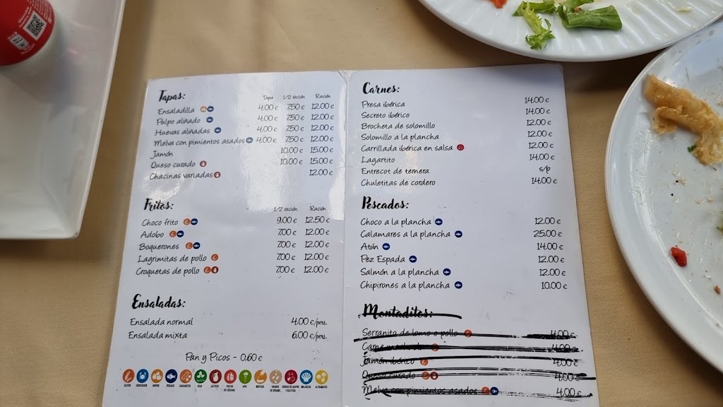Restaurante 20 Paka — Carta