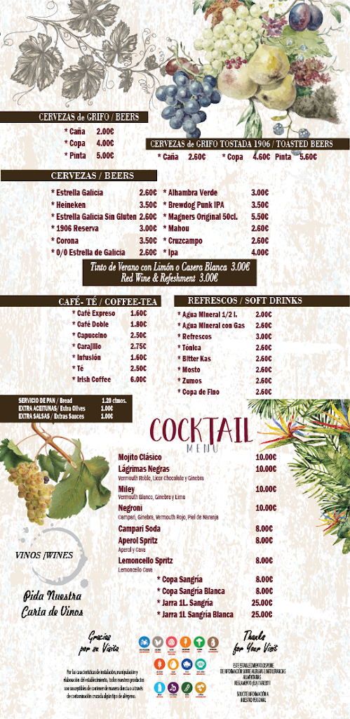 Taberna 1830 - Restaurante Torremolinos — Carta