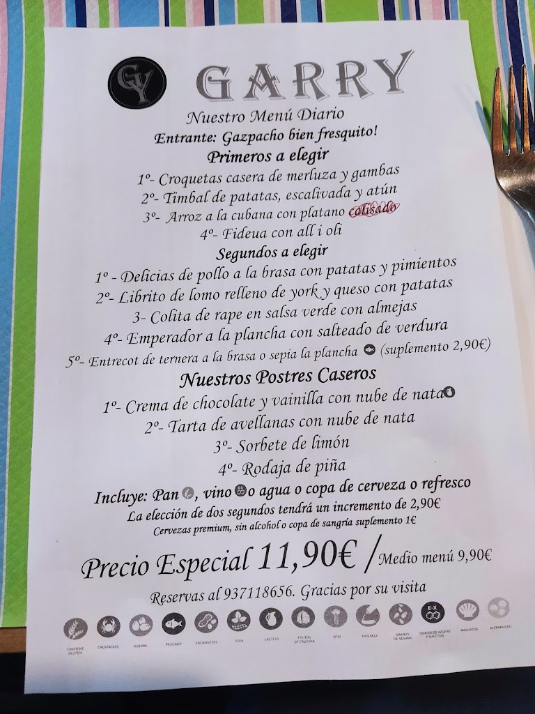 Restaurant Garry — Carta