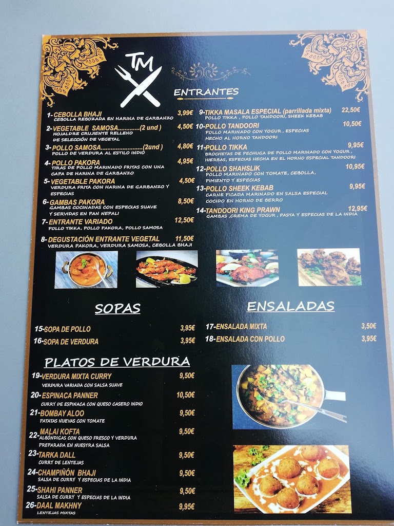 Tikka Masala Restaurante Torrejon — Carta