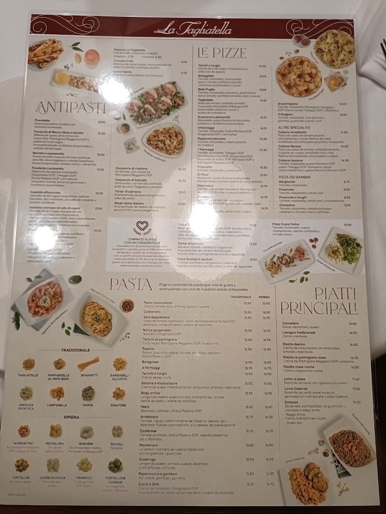 Restaurante La Tagliatella | Senza Glutine (Sin Gluten), Pamplona — Carta