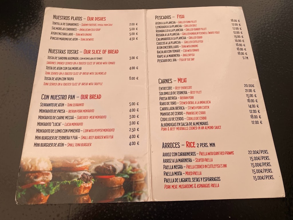 RESTAURANTE LA TABERNA DE LUCIA IV — Carta