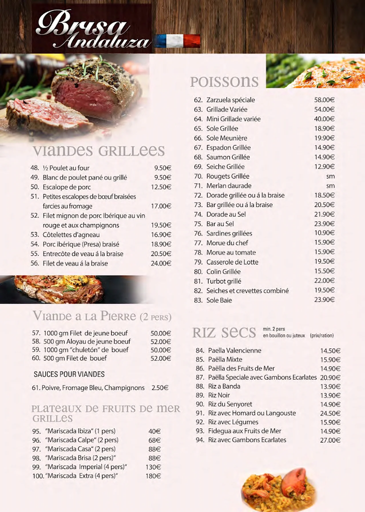 Restaurante Brisa Andaluza calpe — Carta