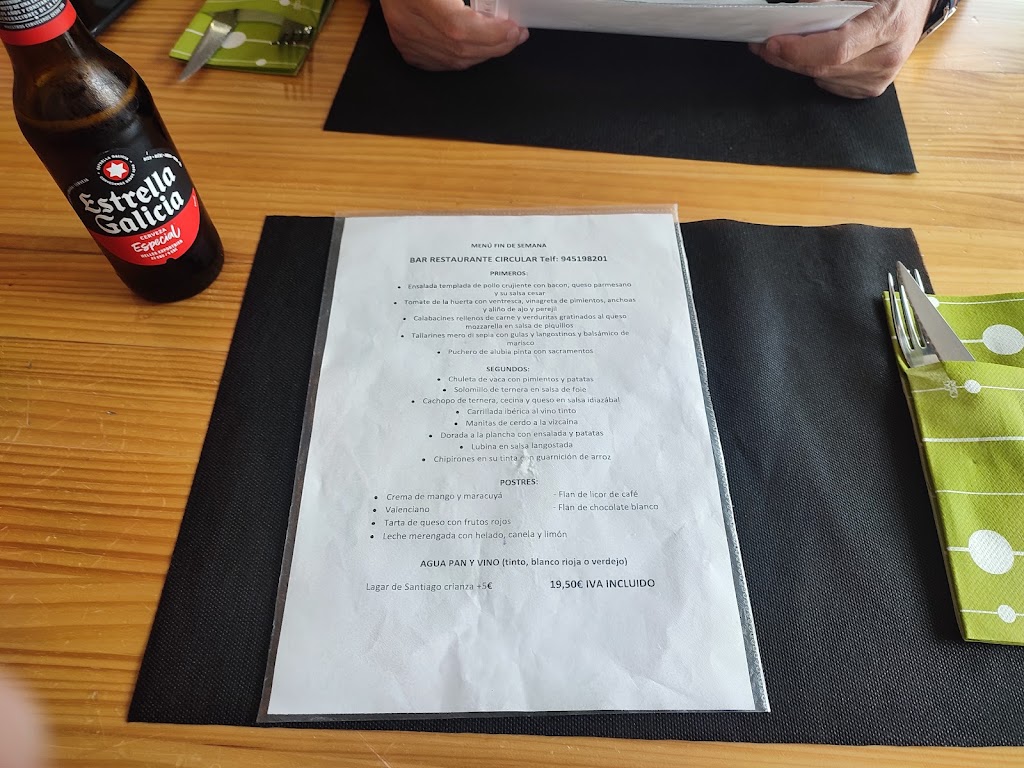 Cafe-Bar "Circular" — Carta