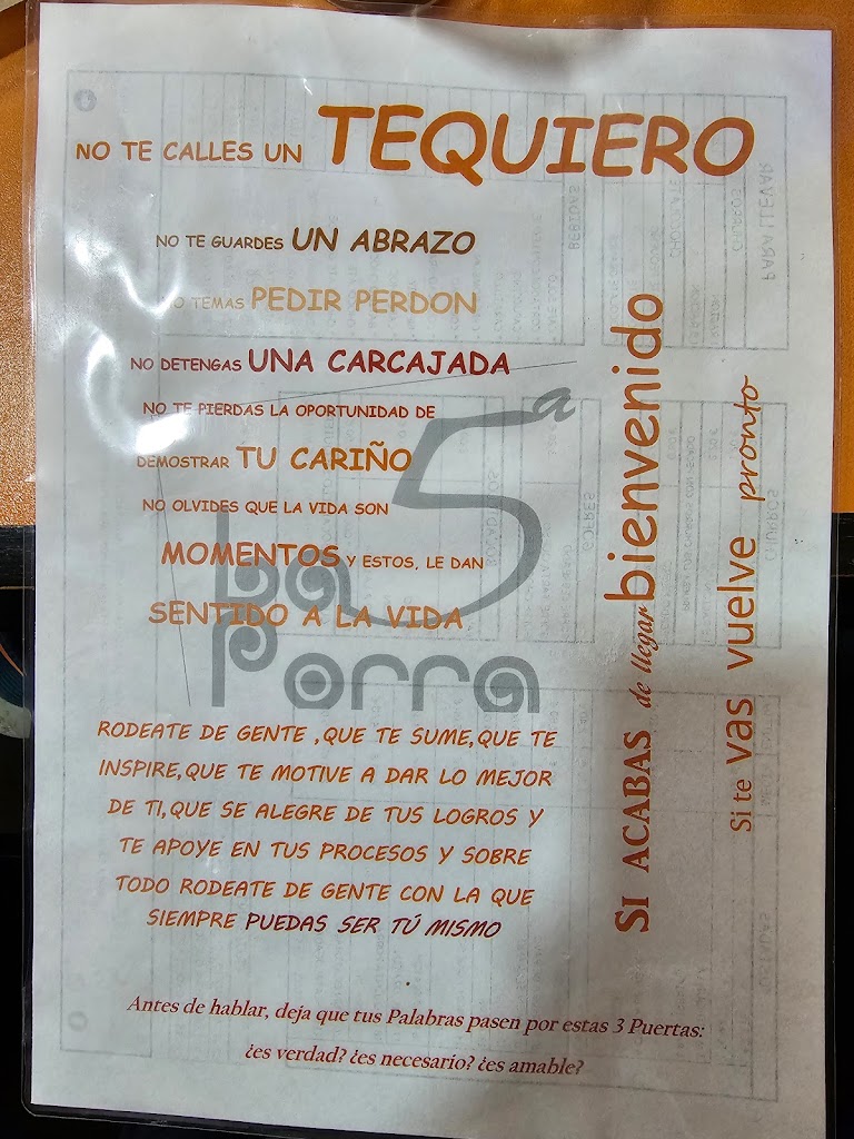 La quinta porra — Carta
