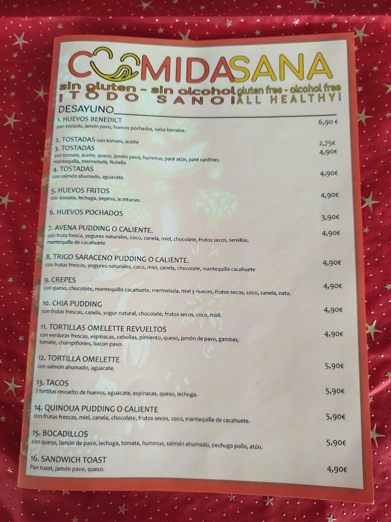 Comida Sana — Carta