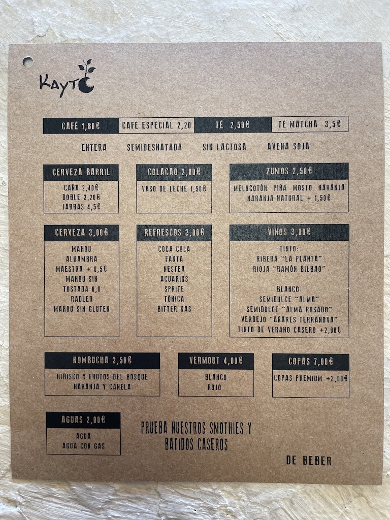 Kayto, Arroyomolinos — Carta