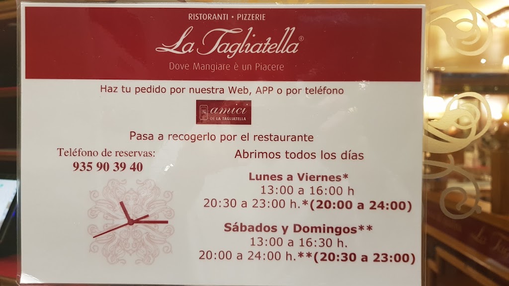Restaurant La Tagliatella | Sant Cugat del Valles — Carta