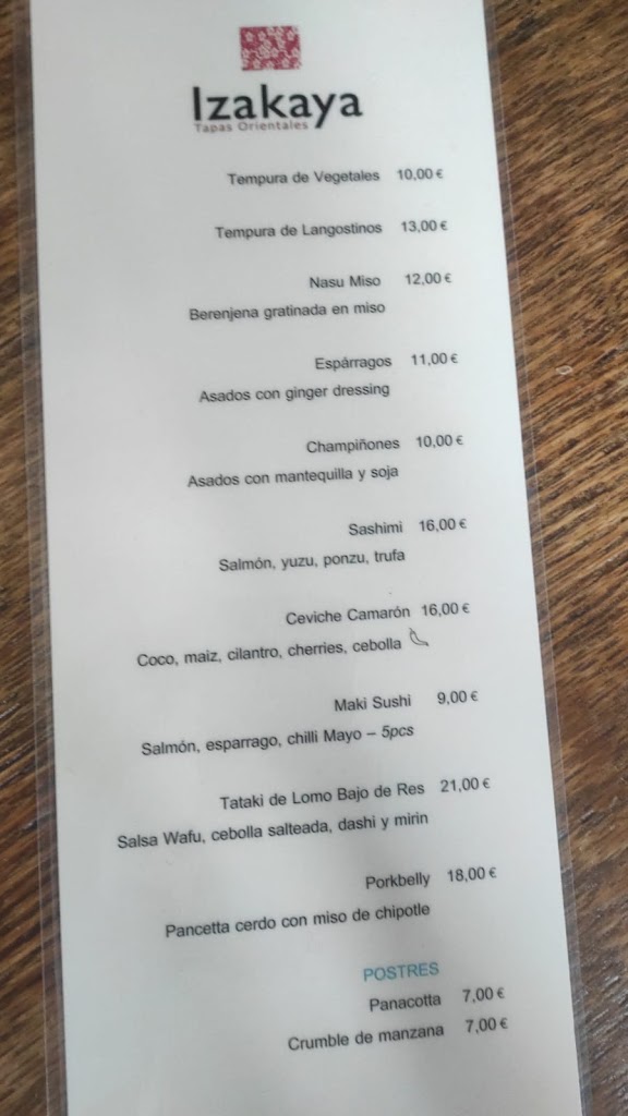 Izakaya La Navata — Carta