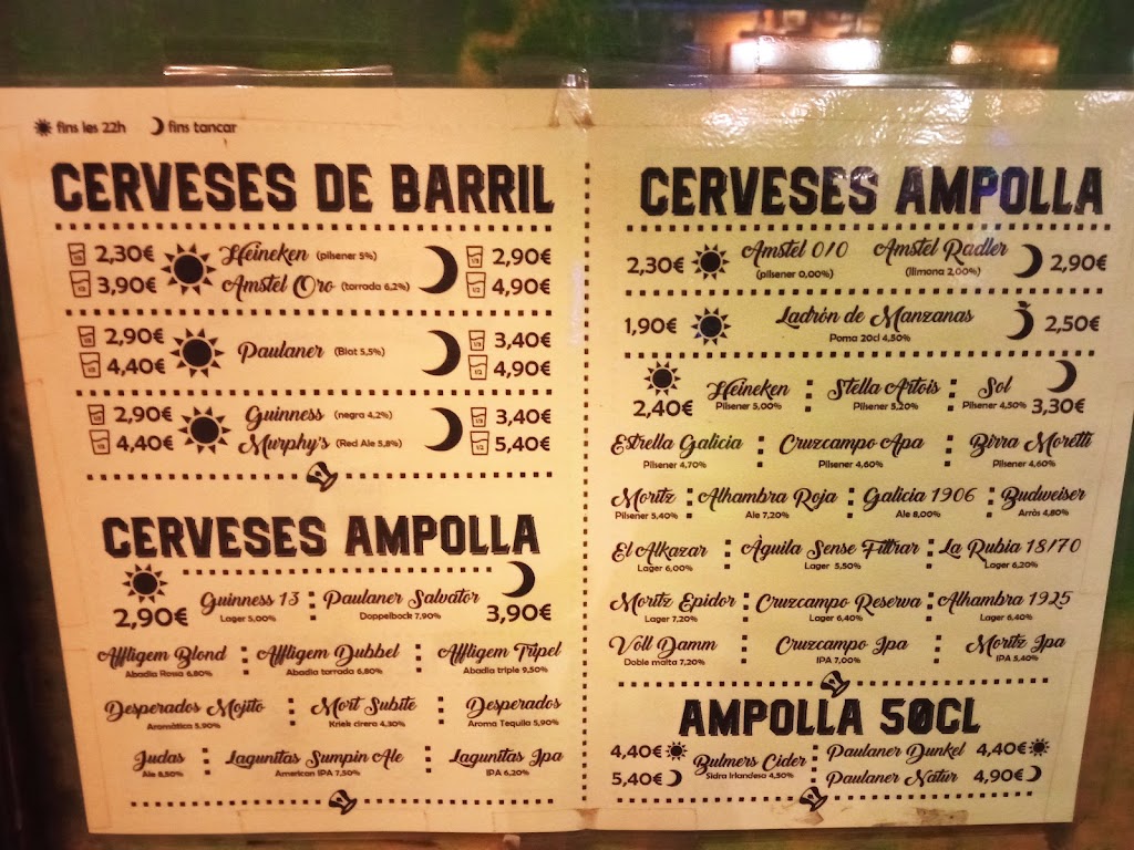 MORRIGAN Taverna Irlandesa — Carta