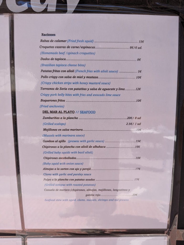 Restaurante CataSimo — Carta