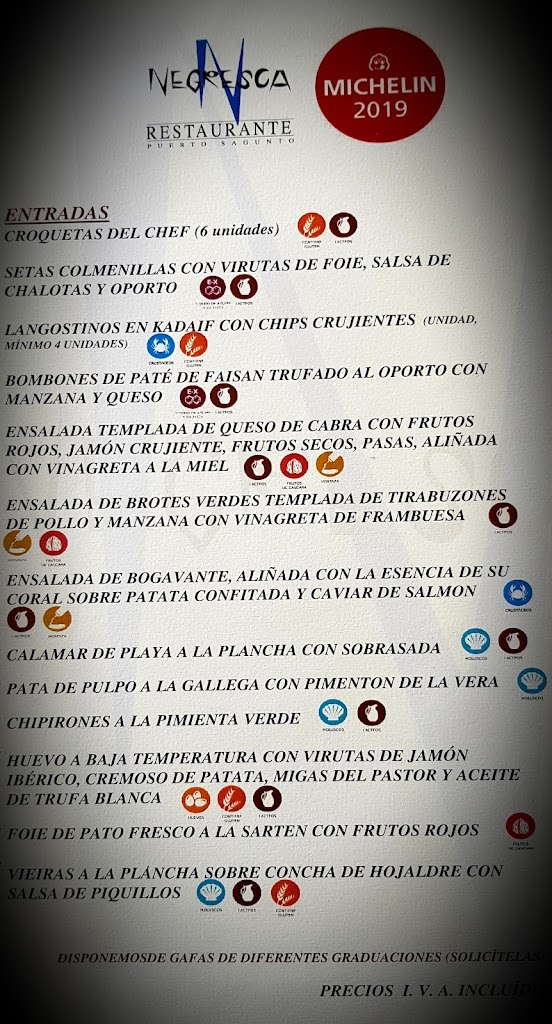 RESTAURANTE NEGRESCA — Carta