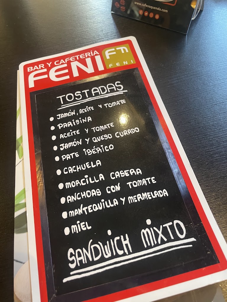 Feni Bar Y Cafeteria — Carta