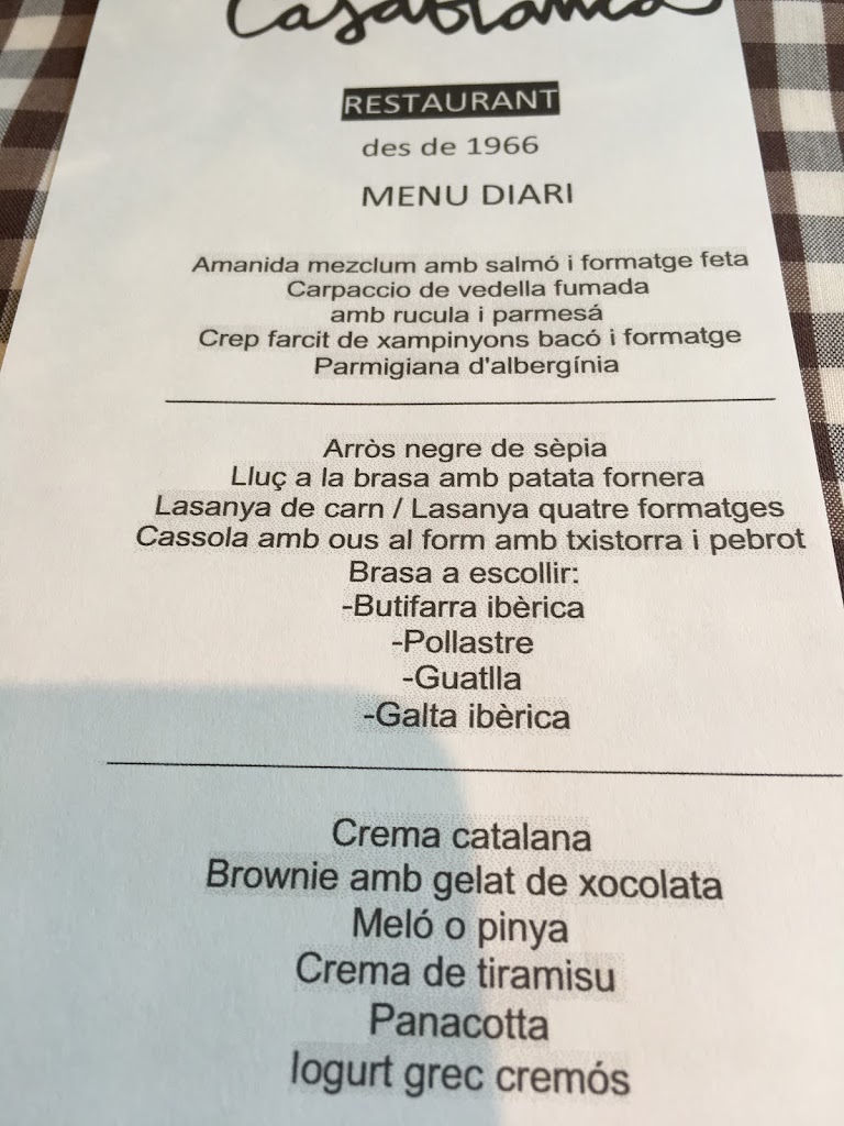 Restaurant Casablanca — Carta