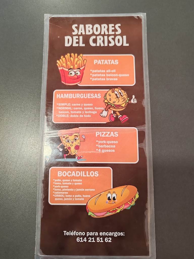 Cafe-Bar Crisol — Carta