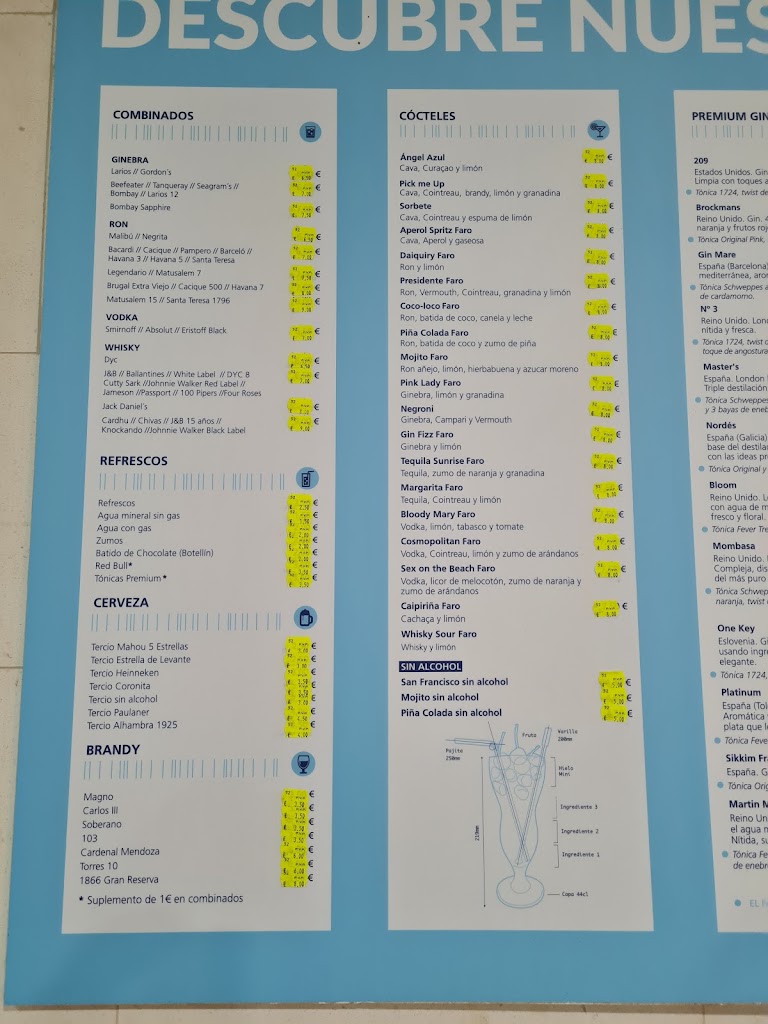 Cafeteria & Heladeria El Faro — Carta