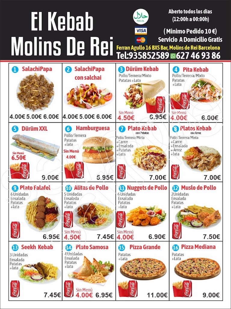 El kebab molins de rei — Carta