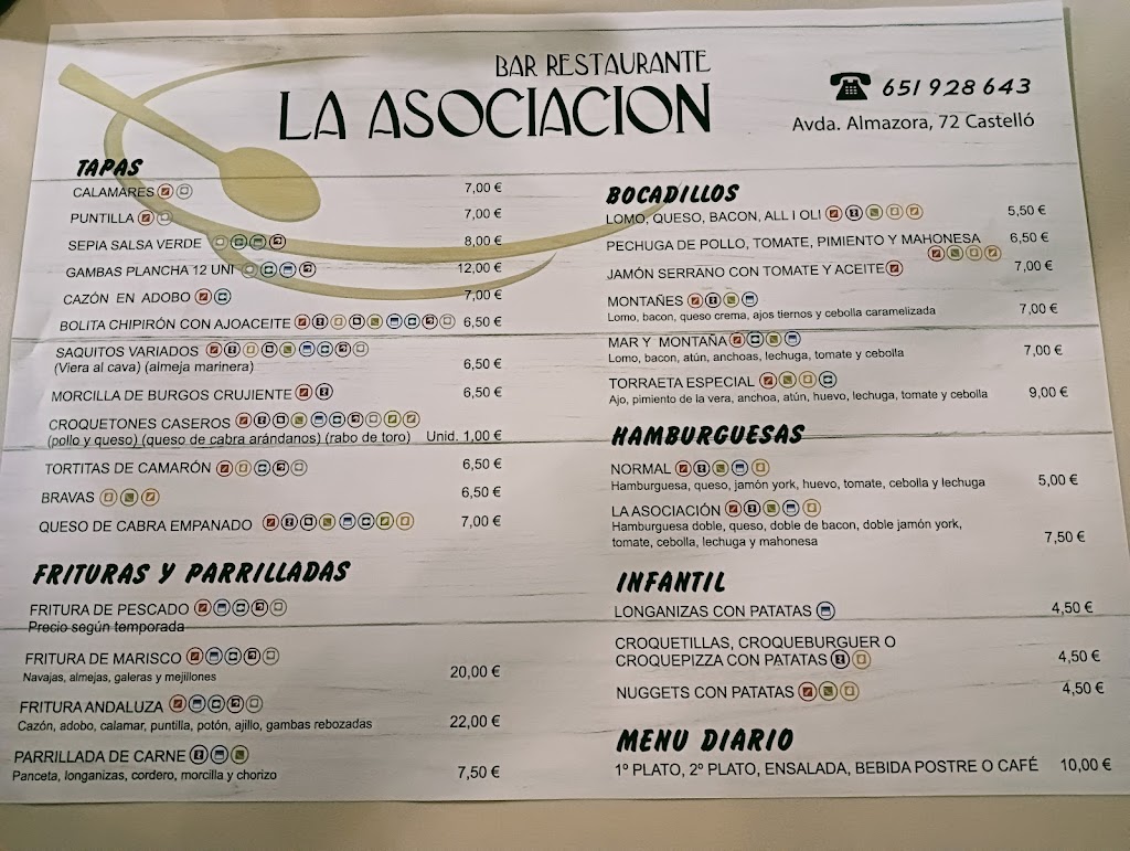 La Asociacion Bar Restaurante — Carta