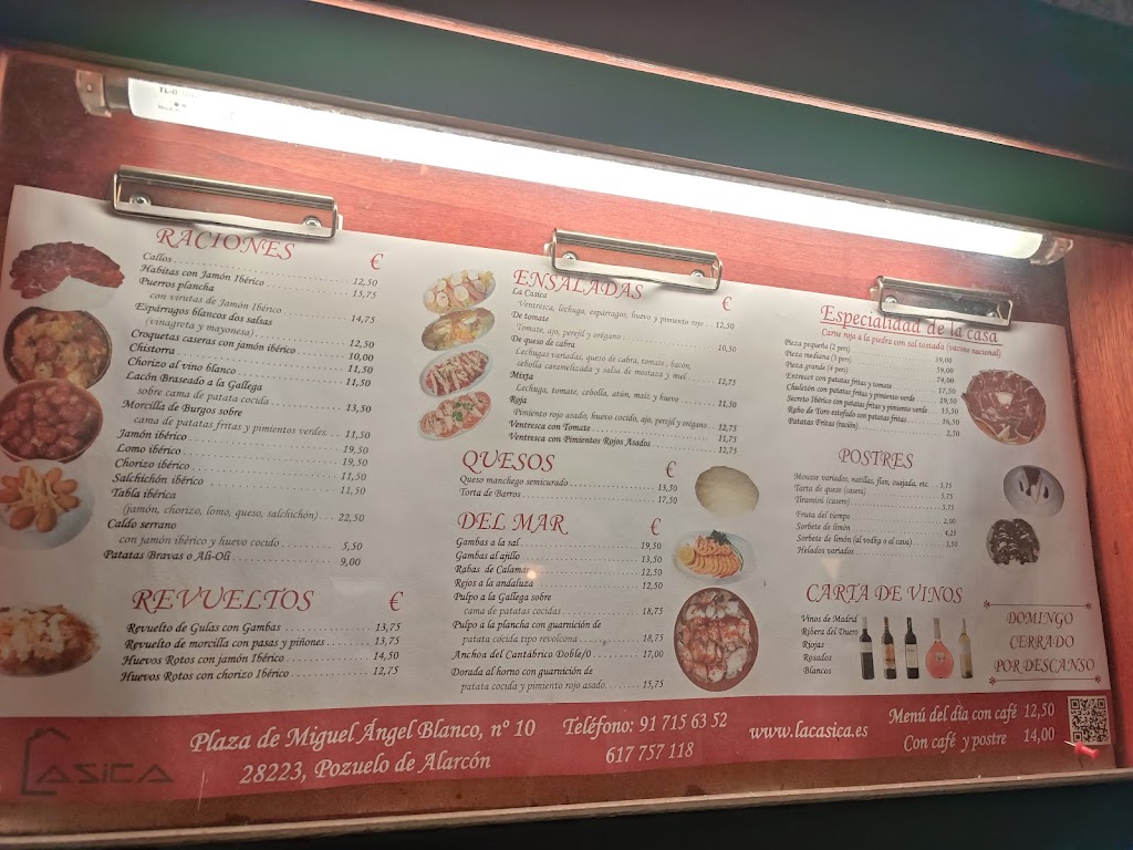 Restaurante La Casica — Carta
