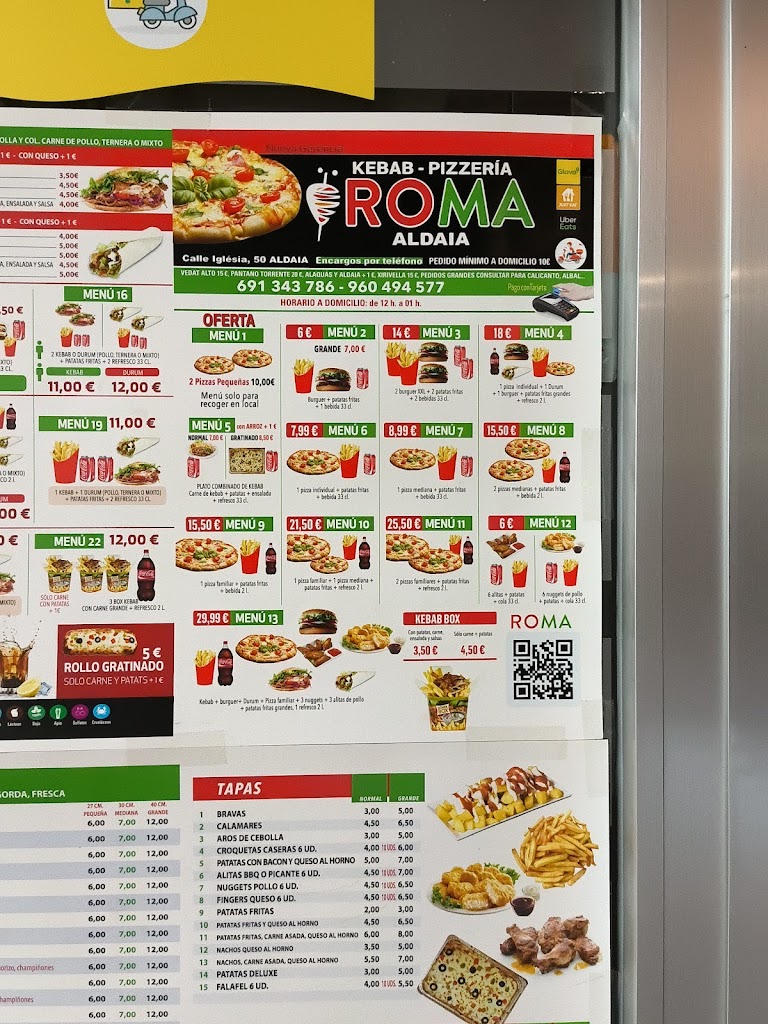 Roma Pizzeria Kebab — Carta