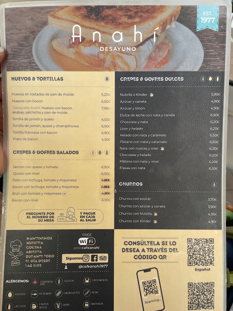 Restaurante Anahi — Carta