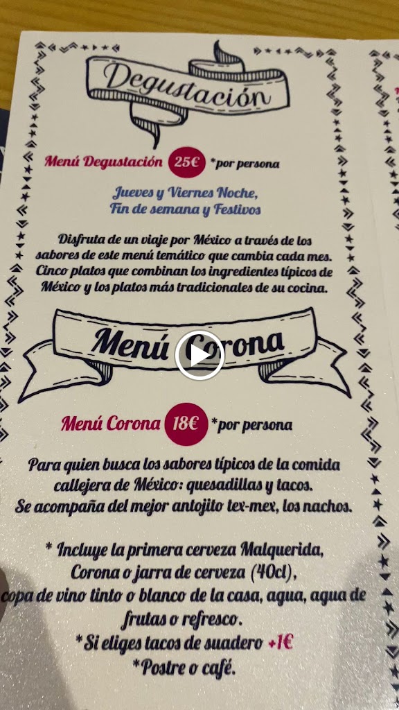 Restaurante Peltre Cuina Mexicana — Carta